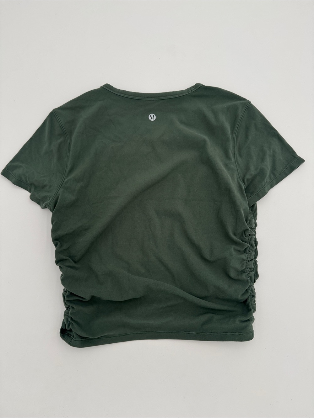 lululemon athletica Forest Green Short Sleeve Ruched Crop Top